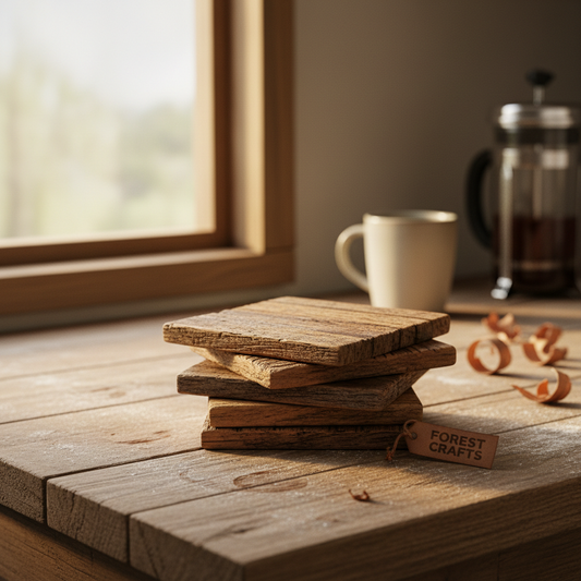 Porta copos madeira kit 6