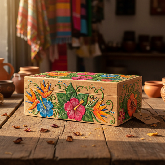 Caixa MDF pintura floral artesanal