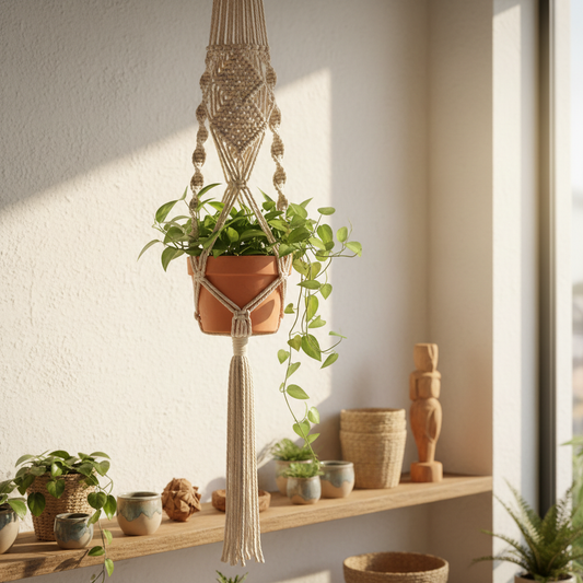 Suporte de plantas macramê algodão