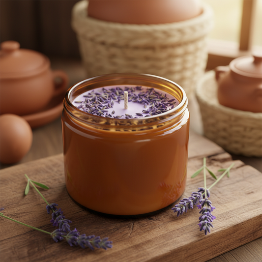 Vela lavanda vidro âmbar 200g