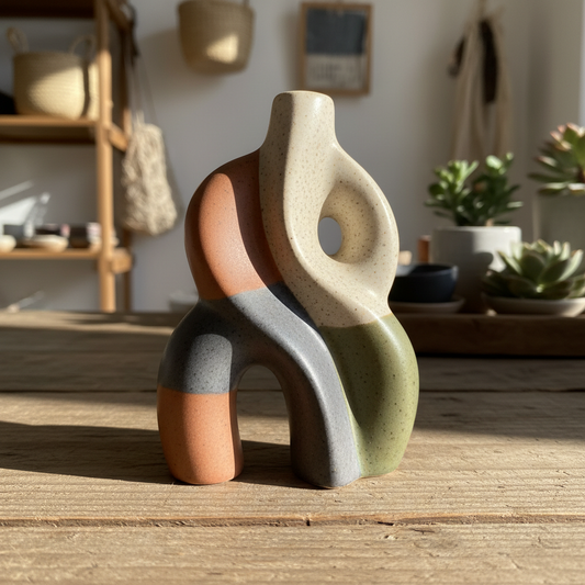 Mini escultura cerâmica abstrata